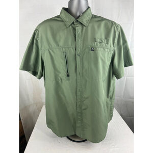 Men’s The American Outdoorsmen Vented Fishing Button Up Shirt Size XL Green EUC